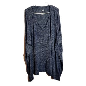 Sonoma The Soft Touch Poncho Blue Women's 2X-3X Pull On V-neck Long Line